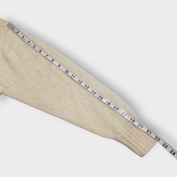 Vtg Le Moda Wool Mohair Cardigan Sweater Cream Sz Medium Preppy Grandma Holiday - Picture 9 of 11